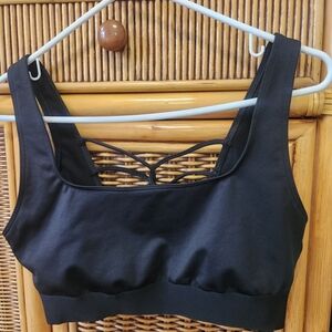 Victoria’s Secret PINK Black Crisscross Back Sports Bra Medium Athletic Workout